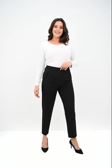 Kadın Büyük Beden Yüksek Bel Klasik Pantolon 6302-25 - 2