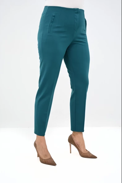 Kadın Büyük Beden Yüksek Bel Esnek Klasik Pantolon 6311-25 - 5