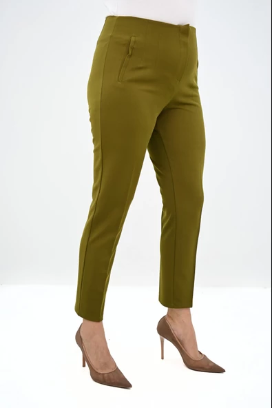 Kadın Büyük Beden Yüksek Bel Esnek Klasik Pantolon 6311-25 - 9