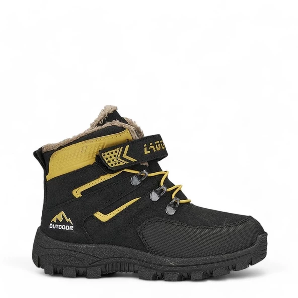 Albishoes Erkek Çocuk Kürklü Cırt Cırtlı Soğuk Geçirmez Kışlık Outdoor Trekking Çocuk Bot (26-35)