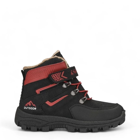 Albishoes Erkek Çocuk Kürklü Cırt Cırtlı Soğuk Geçirmez Kışlık Outdoor Trekking Çocuk Bot (26-35)