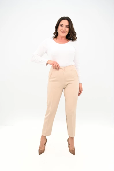 Kadın Büyük Beden Yüksek Bel Klasik Pantolon 6302-25 - 9
