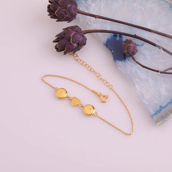 925 Ayar Gümüş Kişiye Özel Pullu Harf Bileklik - CB00133 - Resim 4