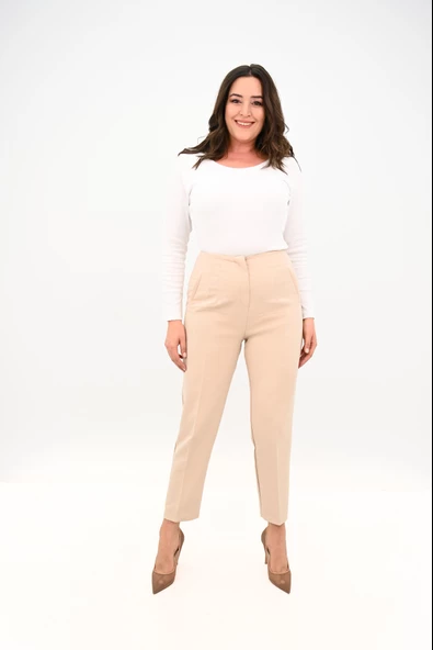 Kadın Büyük Beden Yüksek Bel Klasik Pantolon 6302-25 - 8