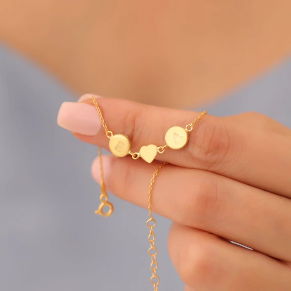 925 Ayar Gümüş Kişiye Özel Pullu Harf Bileklik - CB00133 - Resim 5