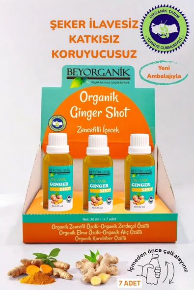 Organik Ginger Shot (7ADETX30ML) Cam Şişe