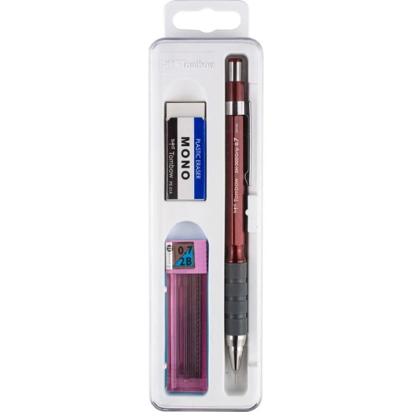 Tombow Versatil Kalem SH-300 Grip 0.7 MM Plastik Kutulu Set Bordo