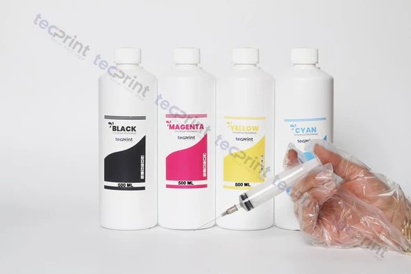 TECPRİNT Epson Uyumlu L1455   500 ML  Cmyk Muadil Mürekkep Seti+Enjektör+Eldiven