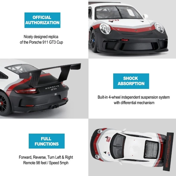 1:14 Uzaktan Kumandalı Araba Porsche 911 Gt3 Cup 2.4 Ghz - 6
