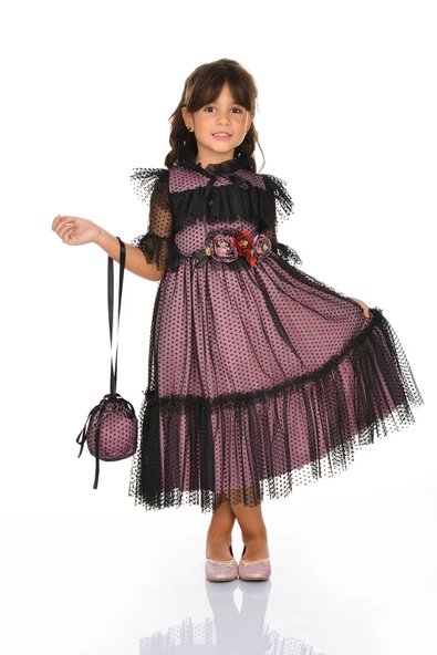 Dantel Vintage Çantalı Elbise MNKA248 ürün görseli 1