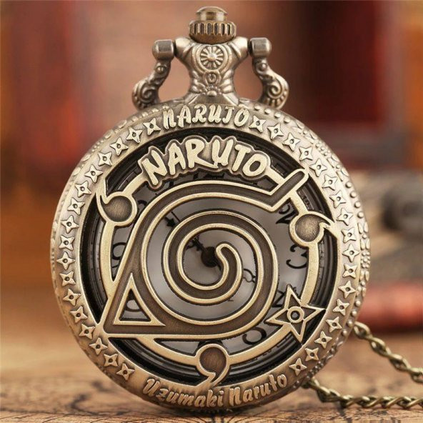 NARUTO UZUMAKI SAAT CEP SAATİ KOLYE KONOHA QUARTZ MEKANİZMA - 6