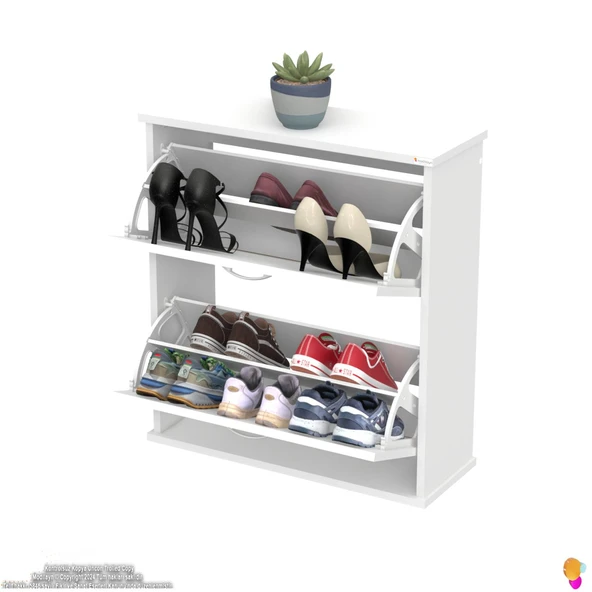 Modilayn UMAY Asma Kapı Önü 72 x 78 x 25,5 cm’lik 2 Düşer Kapak 4 Göz Bölmeli Ayakkabılık - 5