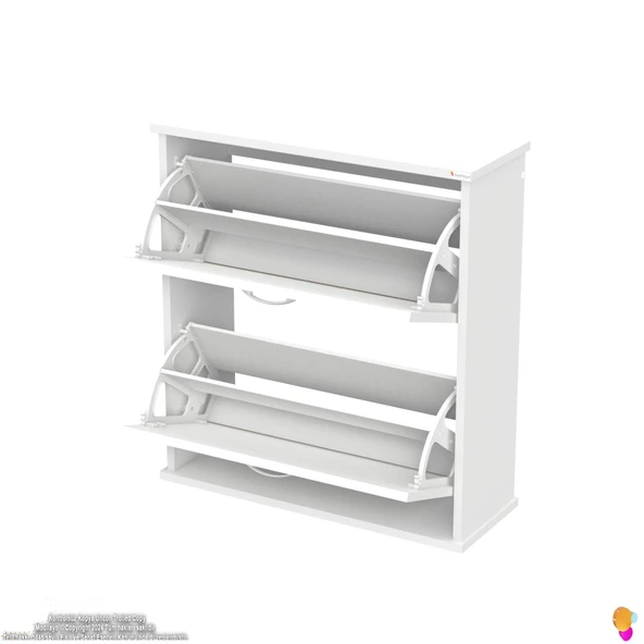 Modilayn UMAY Kapı Önü 72 x 90 x 25,5 cm’lik 2 Düşer Kapak 4 Göz Bölmeli Ayakkabılık - 7