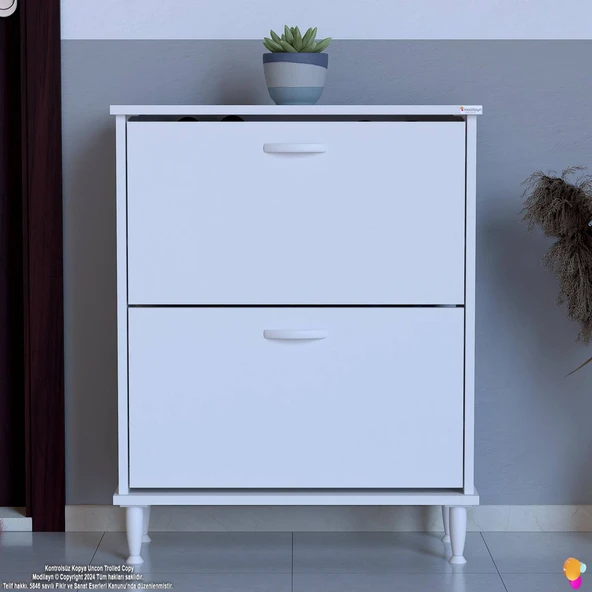 Modilayn UMAY Kapı Önü 72 x 90 x 25,5 cm’lik 2 Düşer Kapak 4 Göz Bölmeli Ayakkabılık - 4