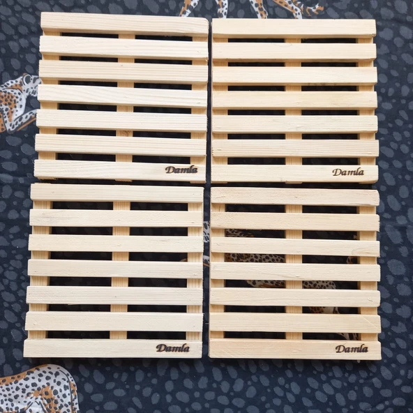 Escoines Koleksiyon 4Adet Gönderilecektir Ahşap Kare Nihale 18,5x18,5cm Sarıçam 39963669466976adb3 - 4