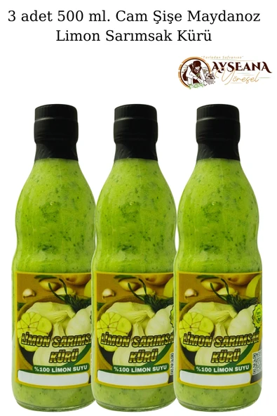 Limon Sarımsak Kürü Maydanozlu 3 x 500 ml Cam El Yapımı Doğal - 2