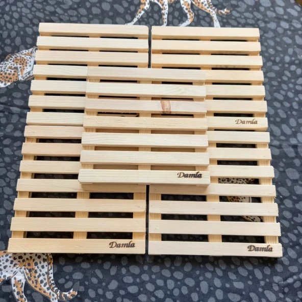 Escoines Koleksiyon 5Adet Gönderilecektir Ahşap Sarıçam Kare Nihale 18,5x18,5cm 399636694677074728 - 4