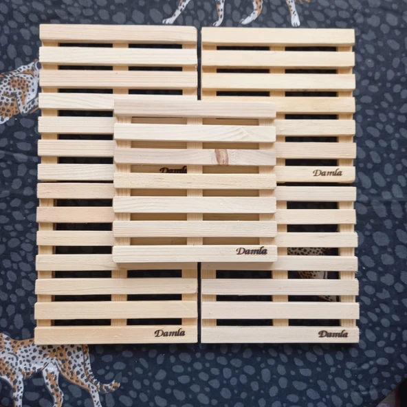 Escoines Koleksiyon 5Adet Gönderilecektir Ahşap Sarıçam Kare Nihale 18,5x18,5cm 399636694677074728 - 6