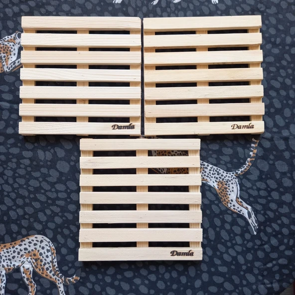 Escoines Koleksiyon Sarıçam 3Adet Gönderilecektir Ahşap Kare Nihale 18,5x18,5cm 3996366946605af82f - 4