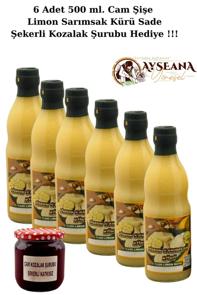 Limon Sarımsak Kürü 6 x 500 ml Cam Şişe  100 Ev Yapımı  (Şekerli kozalak Şurubu Hediye 425 cc) - 2