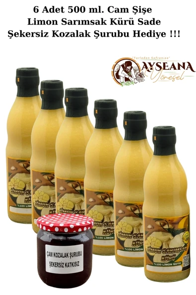 Limon Sarımsak Kürü 6 x 500 ml Cam Şişe Ev Yapımı  (Şekersiz kozalak Şurubu Hediye 425 cc) - 2