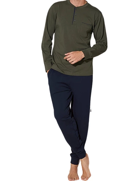 Kly Erkek O Yaka Uzun Kol Pijama Takım 8023 - Resim 2