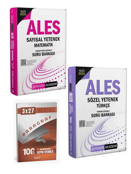 Anla Kazan + Pegem 2026 ALES Türkçe Sözel Yetenek + Matematik Sayısal Yetenek Soru Bankası 3 lü Set ürün görseli