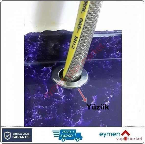 Doğalgaz Flex için 20 Adet Mermer Üstü Delik Tıpası Yüzük Krom - 3