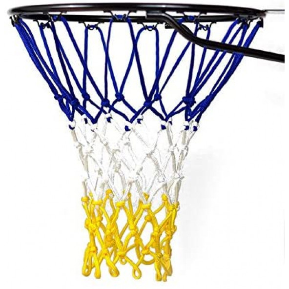 Basketbol Filesi 4mm Polys. Sax Mavi - Beyaz - Sarı - 2 Adet