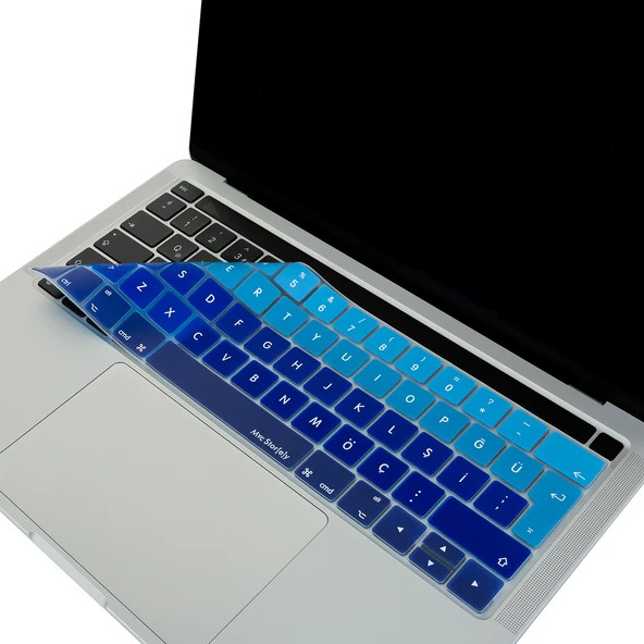 MacBook Pro Klavye Koruyucu Türkçe Q Silikon İnce Touch Bar 13 ve 15 inç Ters L Enter - Resim 2