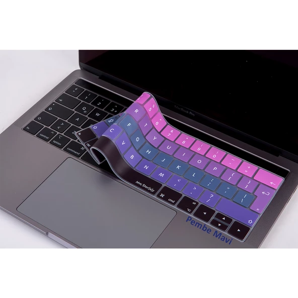 Macbook Pro Klavye Koruyucu Touchbarlı (UK-EU İngilizce) Ombre A1706 A1989 A2159 A1707 A1990 Uyumlu - 3
