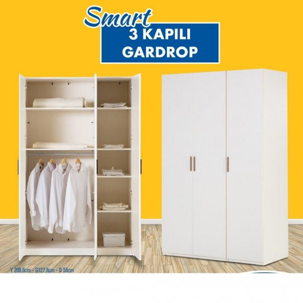 Bellona Smart Gardırop 3 Kapılı Elbise Dolabı Genç Odası Dolap - 2