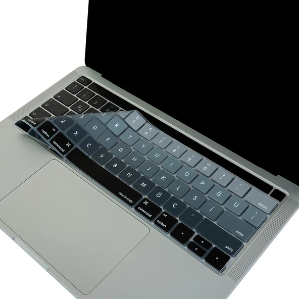 MacBook Pro Klavye Koruyucu US Düzen Türkçe Q Renkli Silikon Touch Bar 13-15 İnç ürün görseli 1