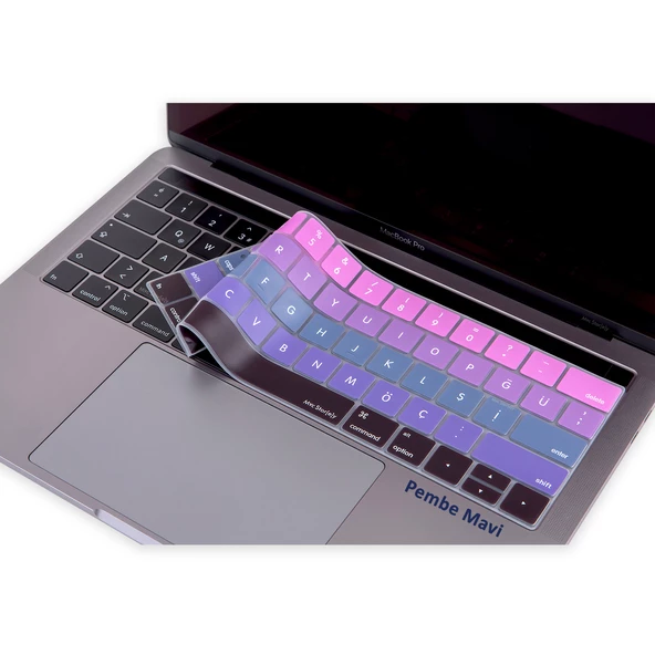 Macbook Pro Klavye Koruyucu Touchbarlı (US to TR) Ombre A1706 A1989 A2159 A1707 A1990 Uyumlu - 3