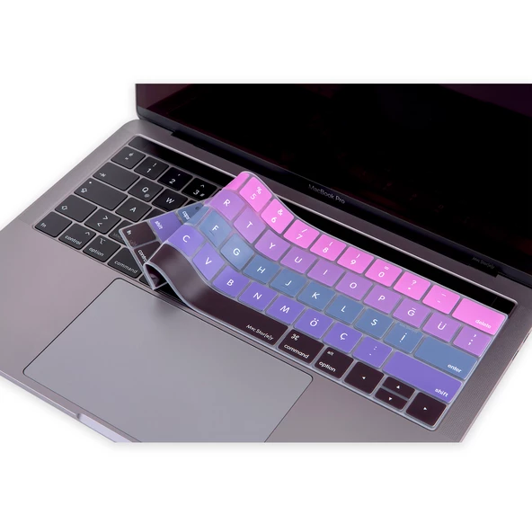 Macbook Pro Klavye Koruyucu Touchbarlı (US to TR) Ombre A1706 A1989 A2159 A1707 A1990 Uyumlu