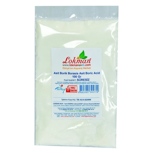 LokmanAVM Asit Borik Borasis Asit Boric Acid 100 Gr Paket - Resim 2