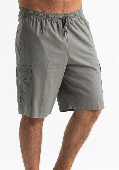 Gabardin Lastikli Erkek Şort Haki Hk S Haki - Resim 4