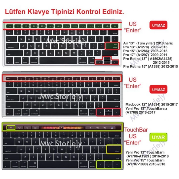 Macbook Pro Klavye Koruyucu (US-ABD İngilizce) Touchbarlı Ombre A1706 A1989 A2159 A1707 A1990 Uyumlu - 9