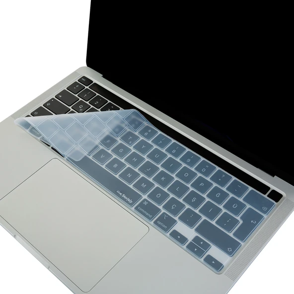 MacBook Pro Touch Bar Türkçe Q Silikon Klavye Koruyucu Ters L Enter İnce Yıkanabilir 13-15 İnç - Resim 2