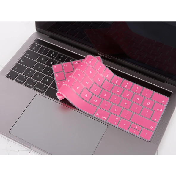 MacBook Pro Touch Bar Türkçe Q Silikon Klavye Koruyucu Ters L Enter İnce Yıkanabilir 13-15 İnç - Resim 5