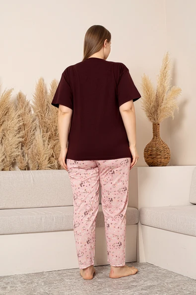 Nisanca %100 Pamuk  Büyük Beden Kısa Kol Kadın Pijama Takımı - 4