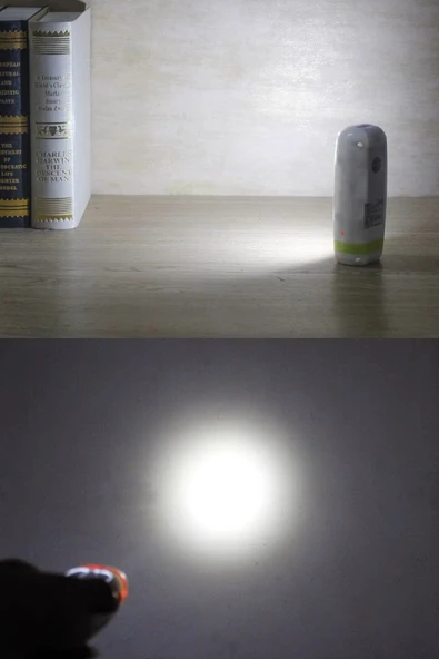 Şarjlı El Feneri – 2 LED’li, Kademeli Işık, Taşınabilir Acil Durum Feneri, Uzun Ömürlü Aydınlatma - 2