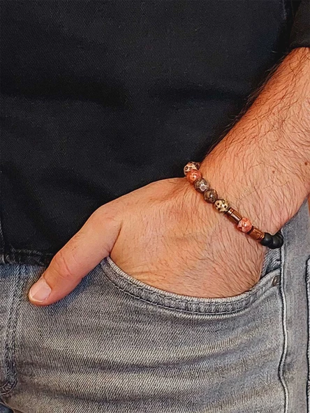 Manzaralı Jasper & Oniks Taşı 8mm Unisex Tasarım Bileklik Hawaii Model (53086) - Resim 3