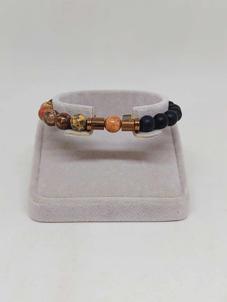 Manzaralı Jasper & Oniks Taşı 8mm Unisex Tasarım Bileklik Hawaii Model (53086) - Resim 2