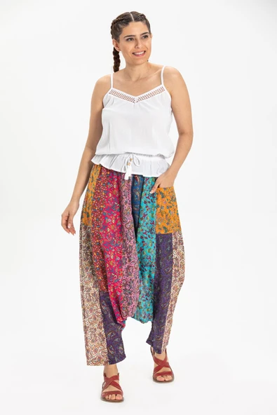 Peçvörk Vual Yazlık Otantik Şalvar/Patchwork Shalwar Tek renk Tkrn - Resim 2