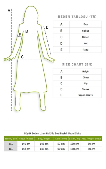 Uzun Kol Büyük Beden Şile Bezi Baskılı Uzun Yazlık Elbise Çınar Desen Siyah Syh - Resim 6