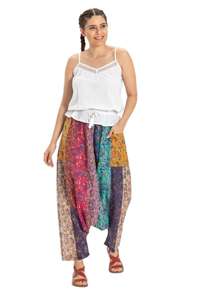 Peçvörk Vual Yazlık Otantik Şalvar/Patchwork Shalwar Tek renk Tkrn - Resim 7