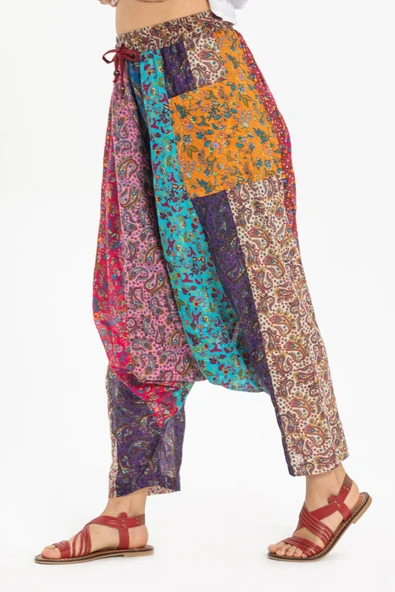 Peçvörk Vual Yazlık Otantik Şalvar/Patchwork Shalwar Tek renk Tkrn - Resim 4