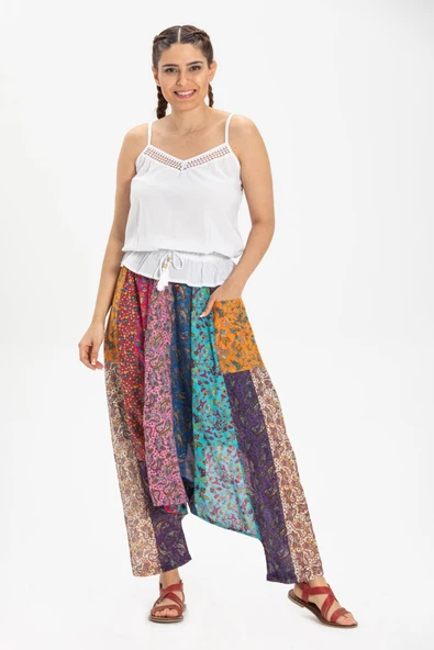 Peçvörk Vual Yazlık Otantik Şalvar/Patchwork Shalwar Tek renk Tkrn - Resim 5