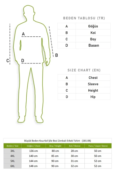 Büyük Beden Kısa Kol Şile Bezi Zımbalı Erkek Yazlık Tshirt Mavi 3032 - 5